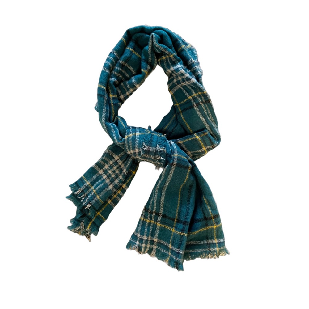 Plaid Scarf Teal, Black and Yellow
